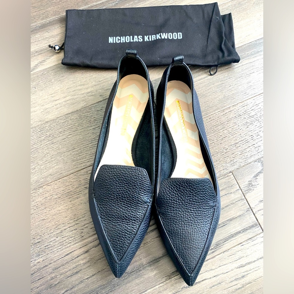 NICHOLAS KIRKWOOD Like NEW Beya Black Leather Shoes Size EU 40